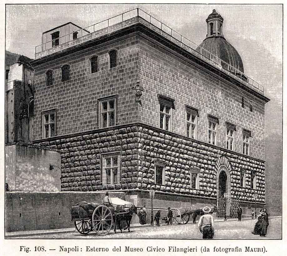 Il Museo Filangieri dopo lo spostamento del Palazzo Como venti metri indietro per i lavori del Risanamento.